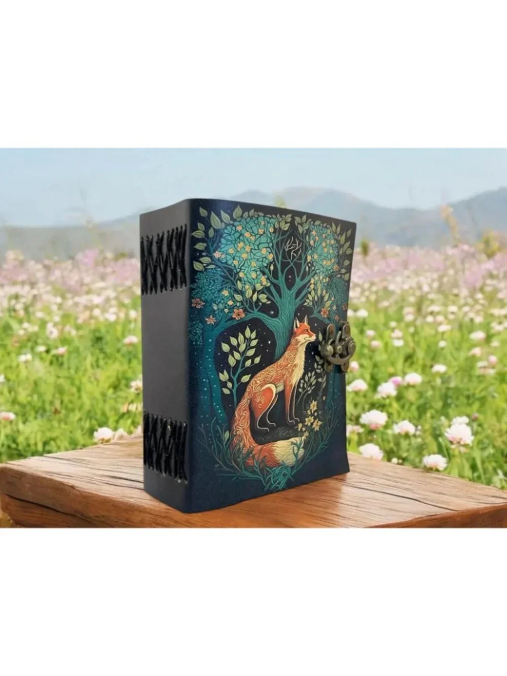 Sakura Vintage Leather Journal Fox Tree of Life Buffalo Paper Brown 7x5 C-Lock